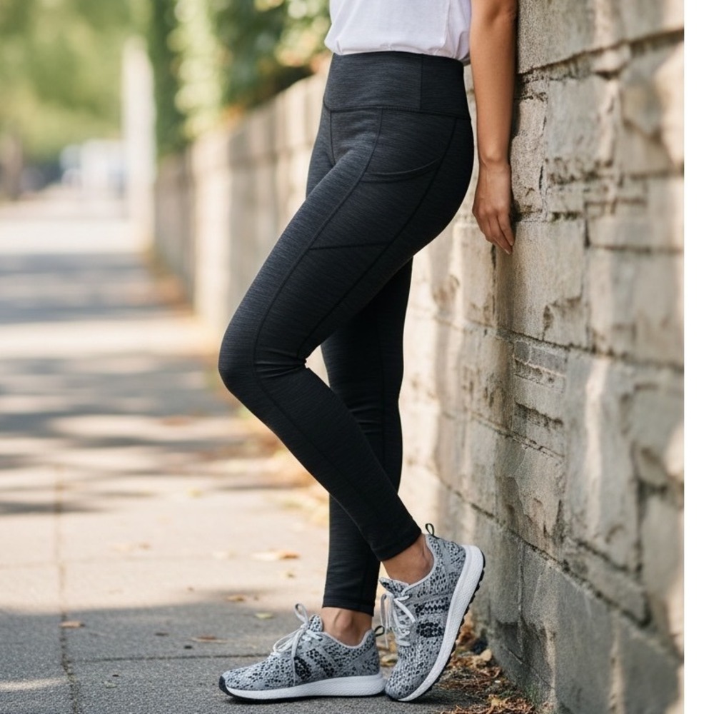 Outdoor Voices TechSweat Core 7/8 Pocket Leggings Charcoal Gray Space Dye S